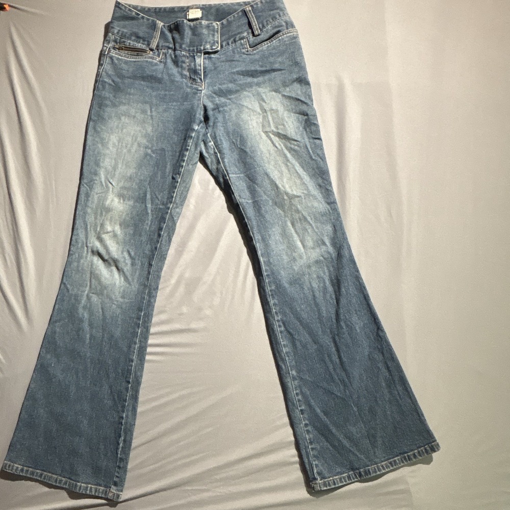 Cache Womens Blue Denim Flare Leg Jeans Size 8 Medium Wash Y2K Bootcut Stretch